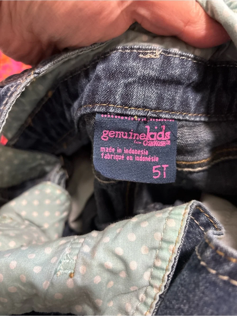 Genuine Kids 5T Dark Denim Overalls with Floral Embroidery